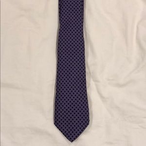 Blue with Pink and White print Tie